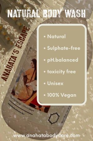 Anahata's Escape: Exotic Body Wash with Aloe Vera & Neem, unique sell points.