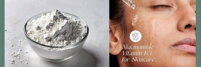 niacinamide white powder in a glass bowl, an Indian girl applying niacinamide serum on the face. Niacinamide: A Versatile Skincare Ingredient Niacinamide, also known as vitamin B3, is a water-soluble vitamin renowned for its multifaceted role in skincare.